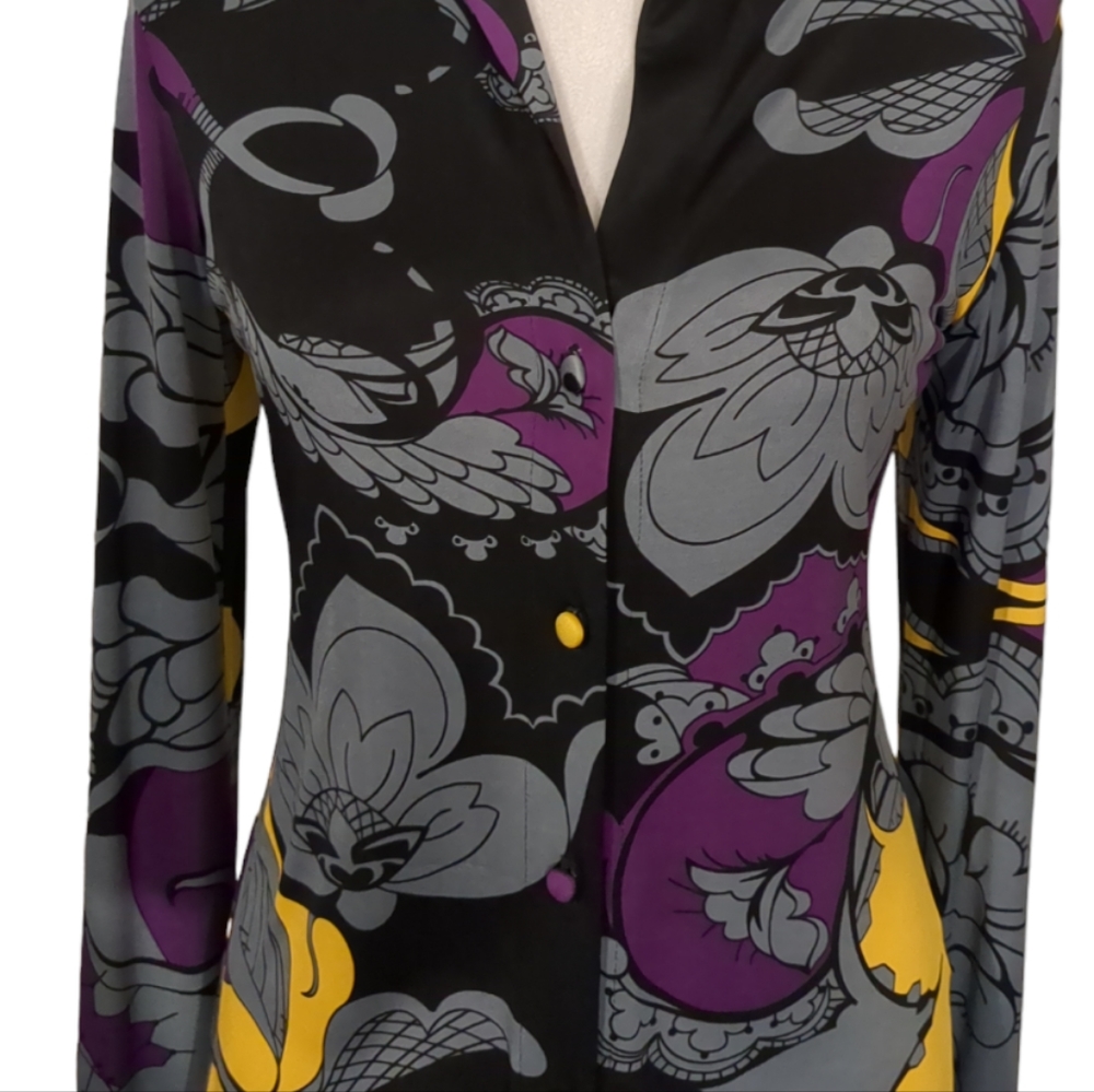 Analili Top Blouse color black grey yellow size xs - Picture 3 of 5